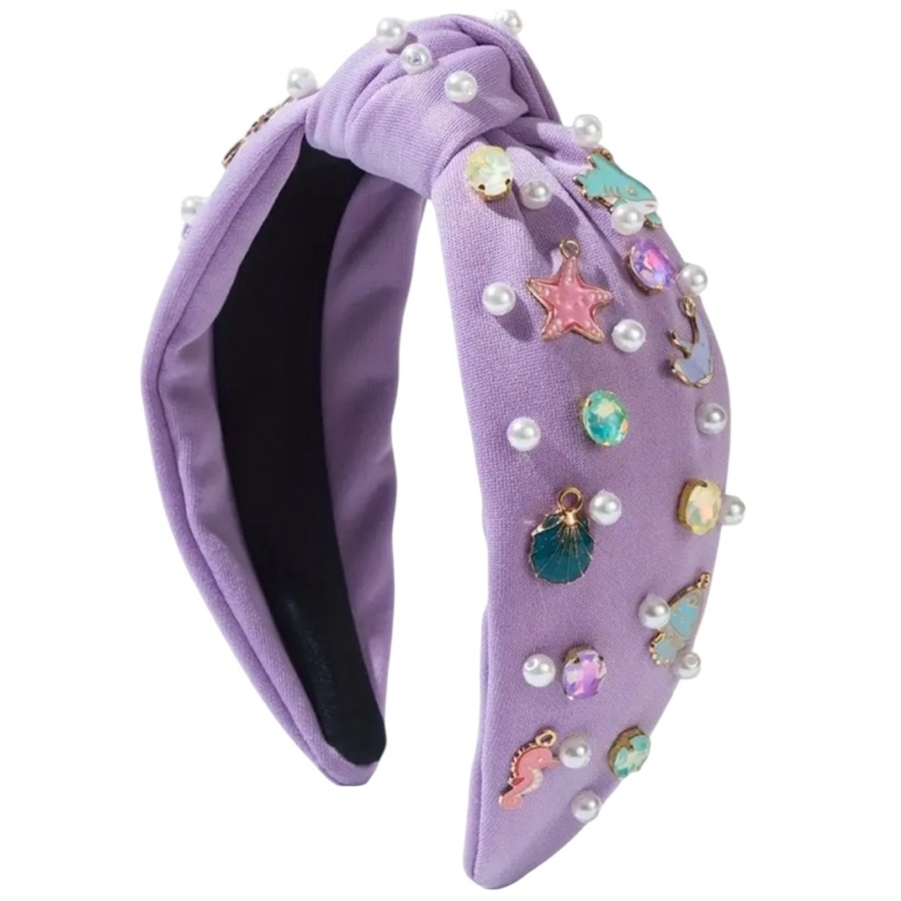 Purple Ocean Charm and Rhinestone Headband